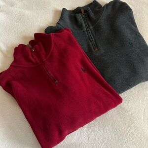 Polo by Ralph Lauren Red and Gray Quarter Zip-Up Sweaters